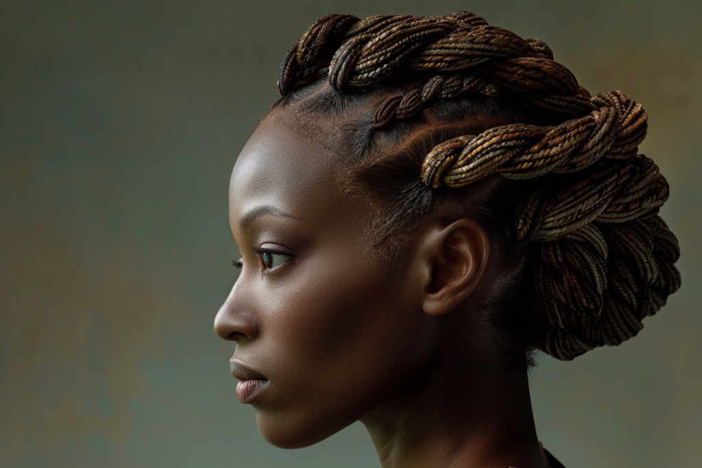 Coiffure afro twistée sculptée avec mise en lumière